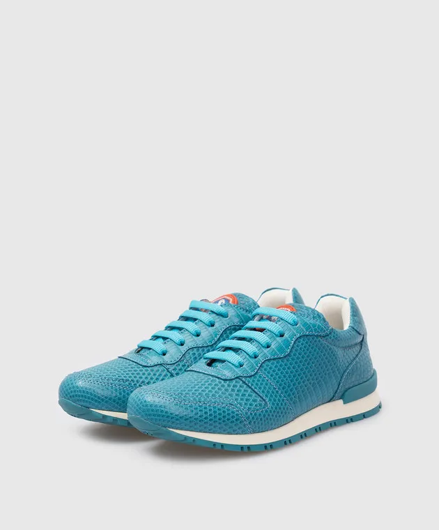 Stefano Ricci Children's turquoise sneakers made of monitor lizard skin